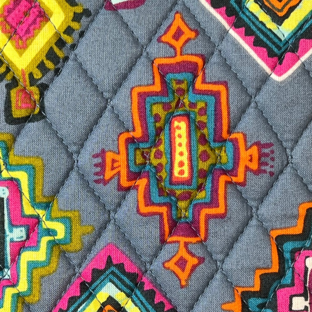 Vera Bradley Pueblo Quilted Zip Around Tech Organizer Portfolio Case Blue Multi - Picture 9 of 13